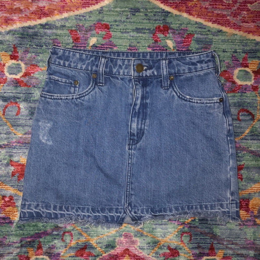 Free People distressed denim skirt